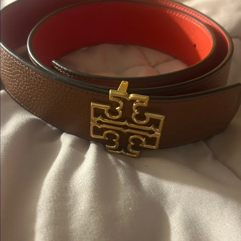 NWOT Tory Burch Logo Classic Tan/Orange‎ Reversible Belt